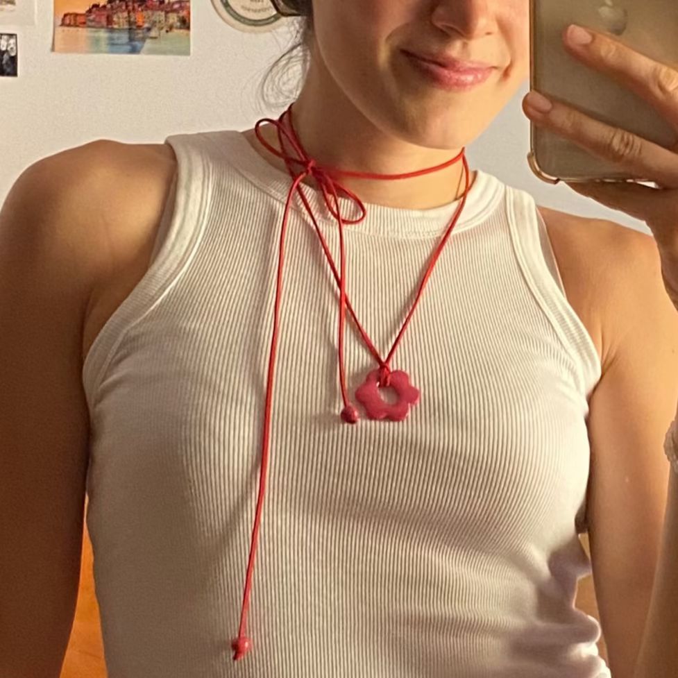 Flora necklace-Red&Pink