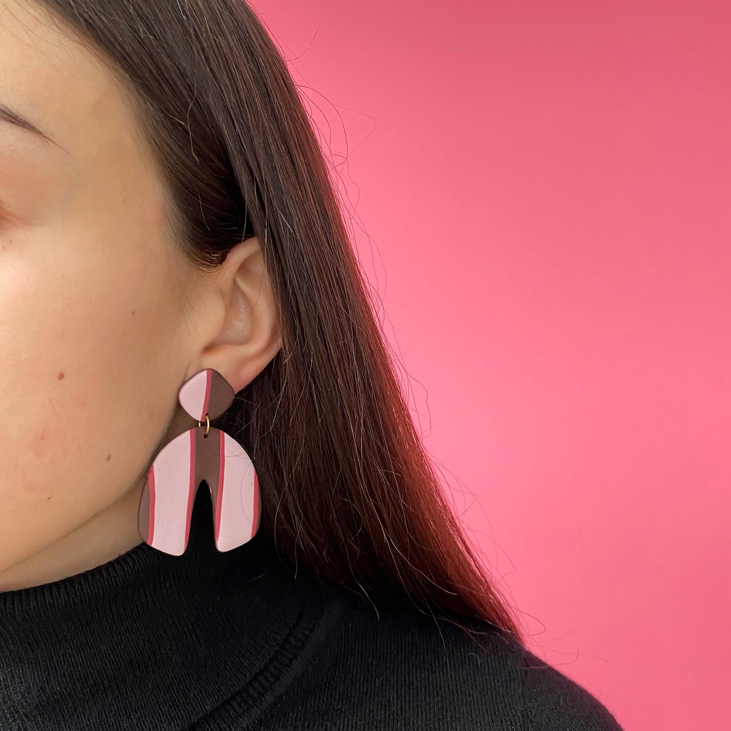 Caos earrings-Pink and brown