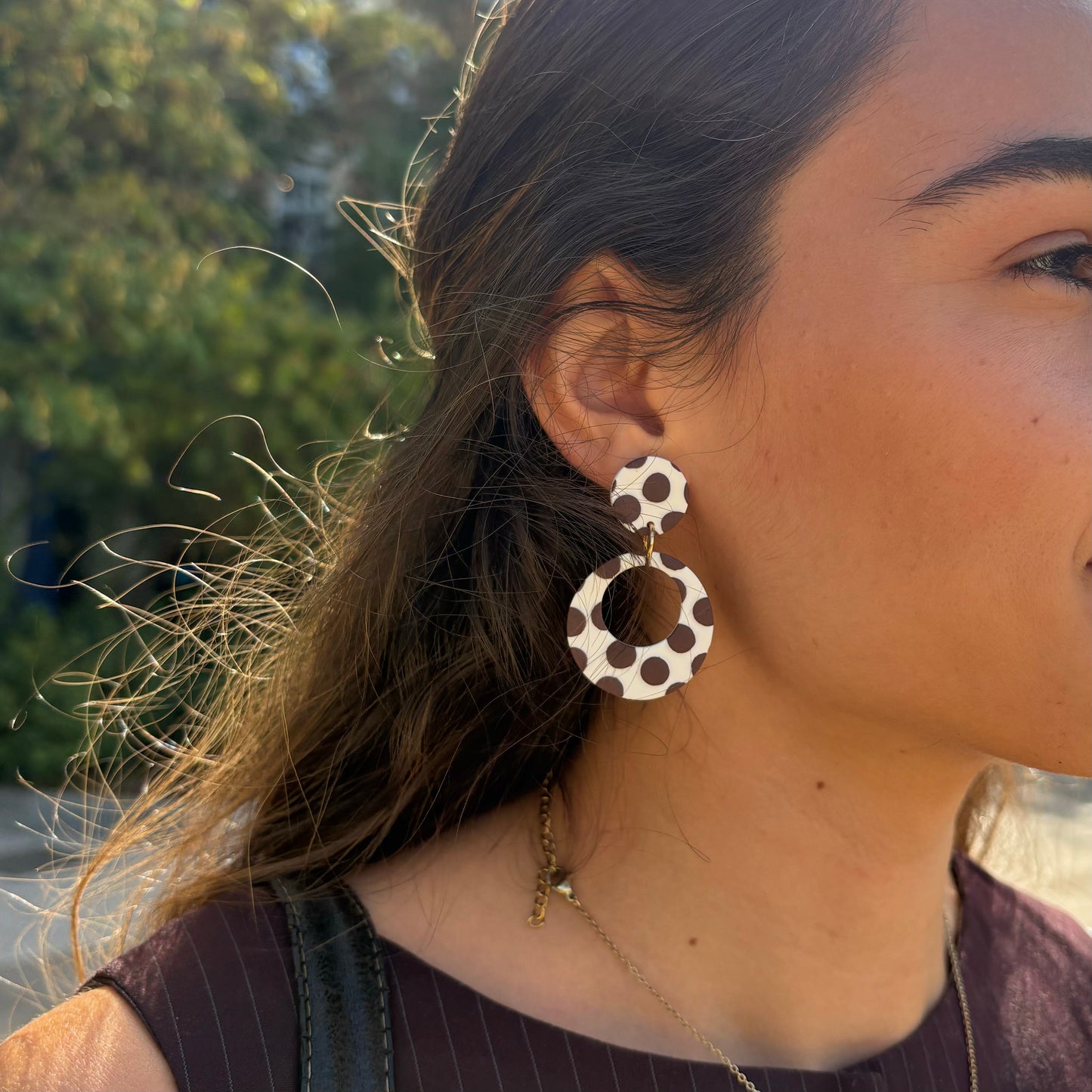Sevilla earrings - polka dots brown