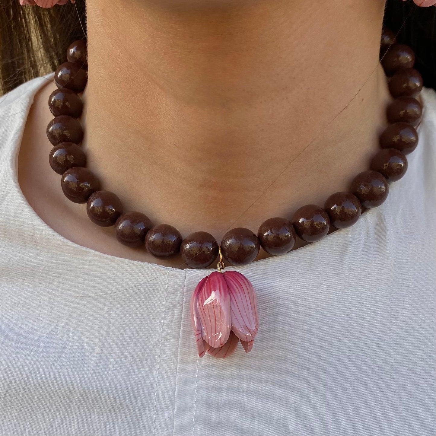 Tulipa necklace - Marrón