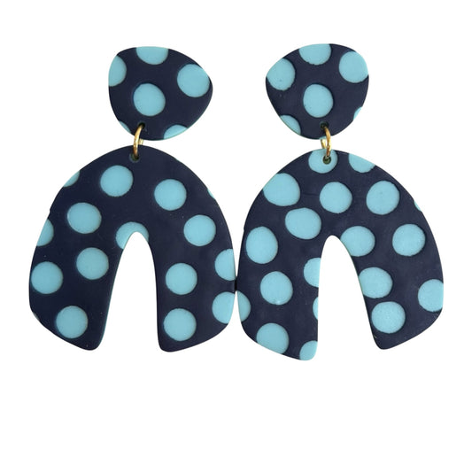 Caos earrings - polka dots blue