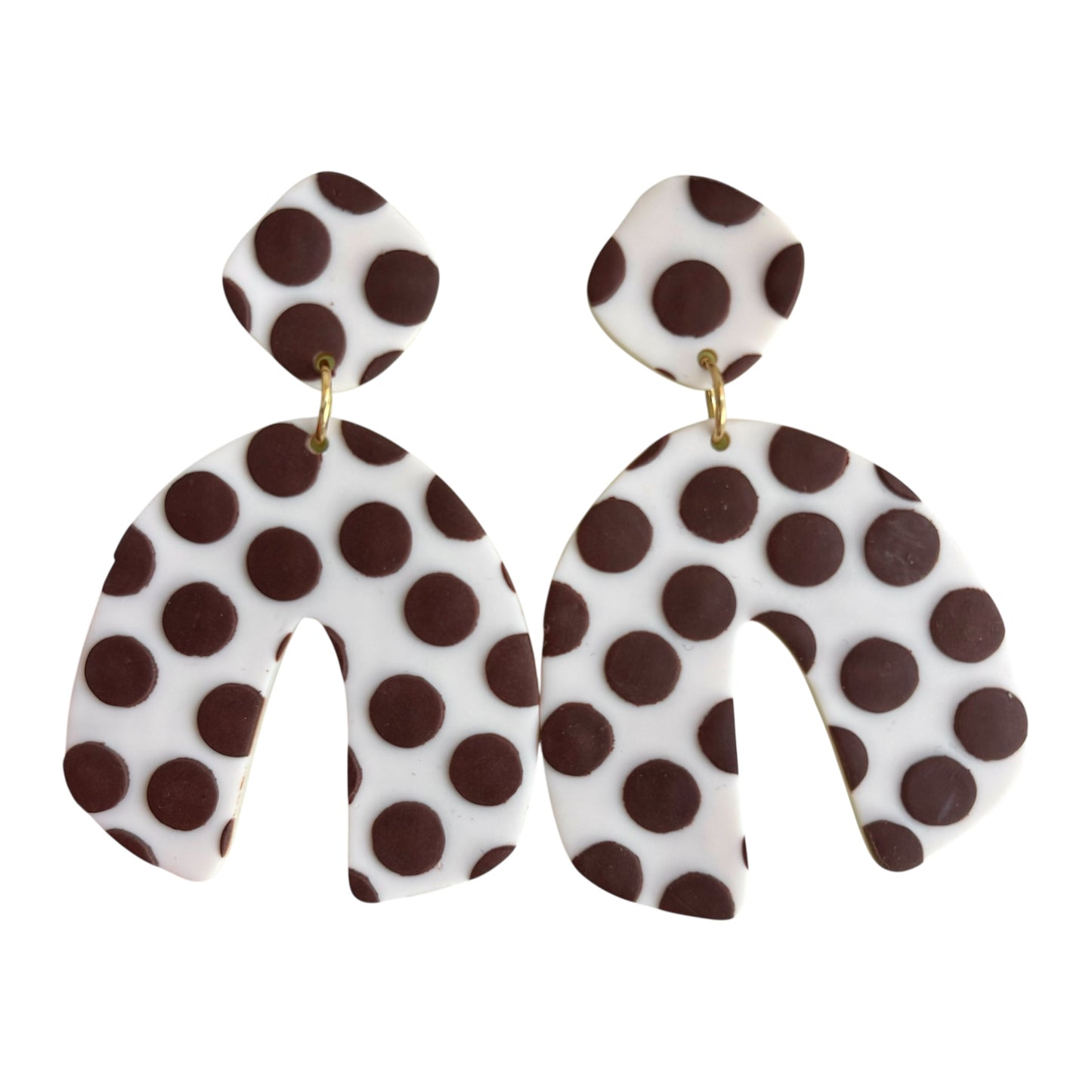 Caos earrings - polka dots brown