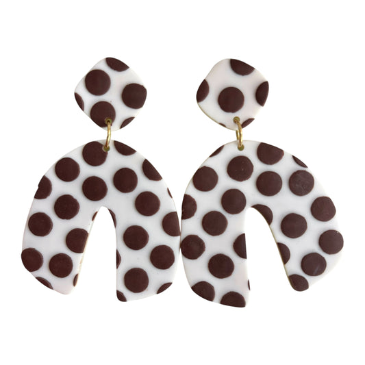 Caos earrings - polka dots brown